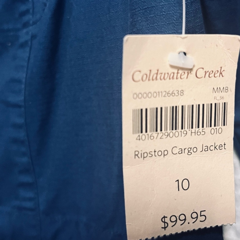 Coldwater Creek Cotton Ringstop Button Drawstring Jacket 4 Pocket Jacket size 10 - Picture 10 of 11